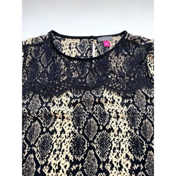 ‎Vince Camuto Blouse Top Medium Black Brown Snake - Picture 2 of 9